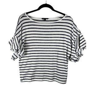 Banana Republic – Striped Ruffle Sleeved T…